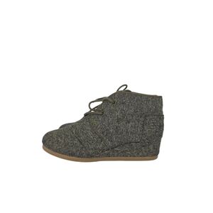 TOMS Desert Gray Fabric Herringbone Lace Up Wedge Heel Ankle Bootie Kids Size 3